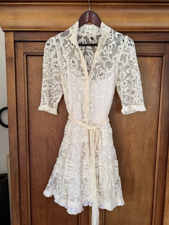 Alexis Dresses & Skirts - Alexis Manati White Lace Ruffle Mini Dress